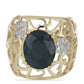 Goldplattierter Silberring mit schwarzem Spinell aus Gorno Badakhshan und weißem Topas