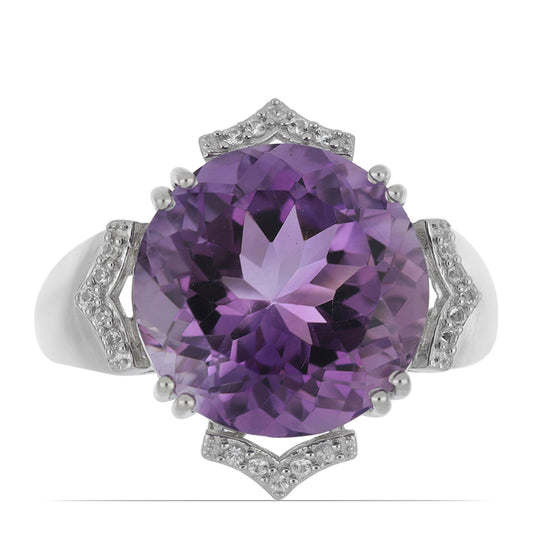 Silberring mit Amethyst aus Vera Cruz und weißem Topas