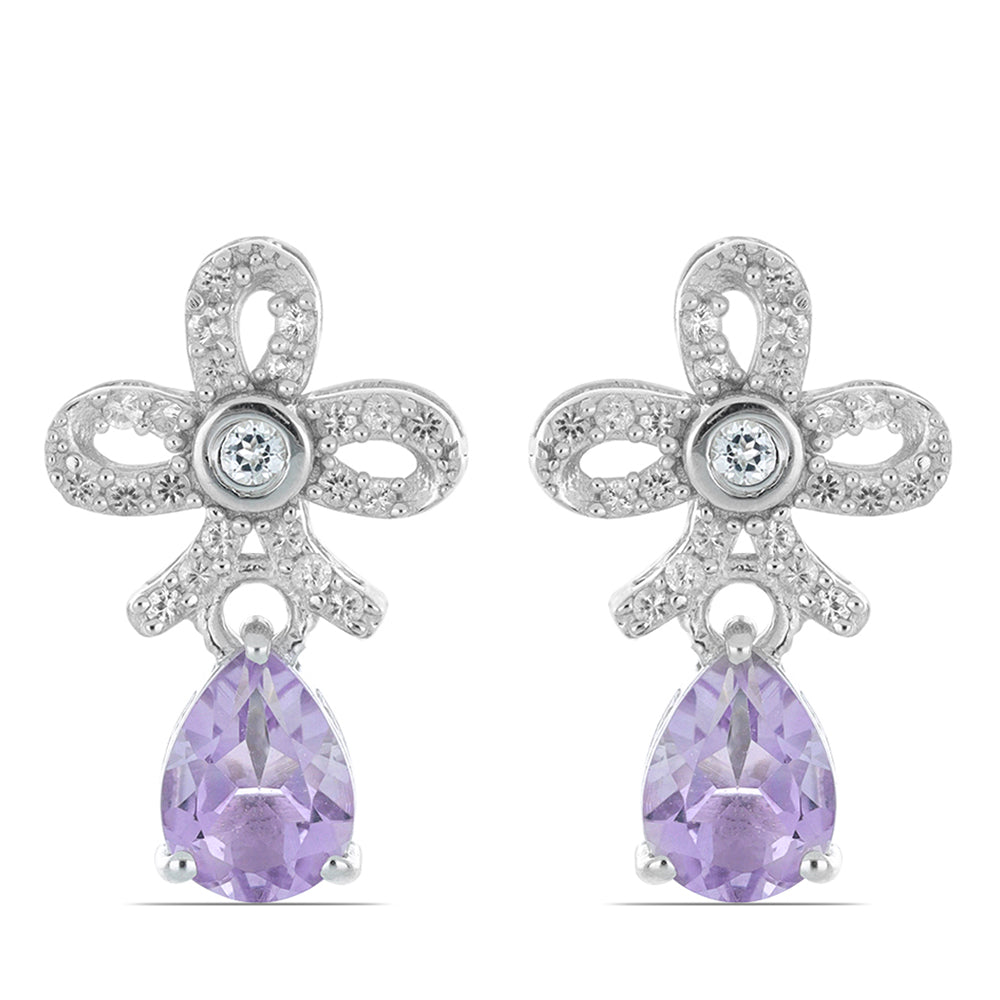 Silberohrringe mit Amethyst aus Vera Cruz und weißem Topas 1 