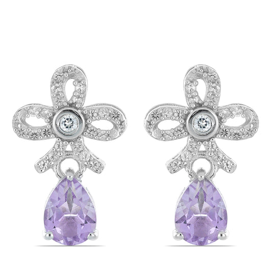 Silberohrringe mit Amethyst aus Vera Cruz und weißem Topas