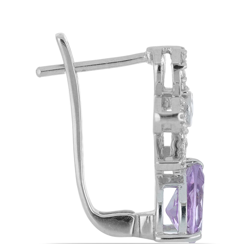 Silberohrringe mit Amethyst aus Vera Cruz und weißem Topas 2 