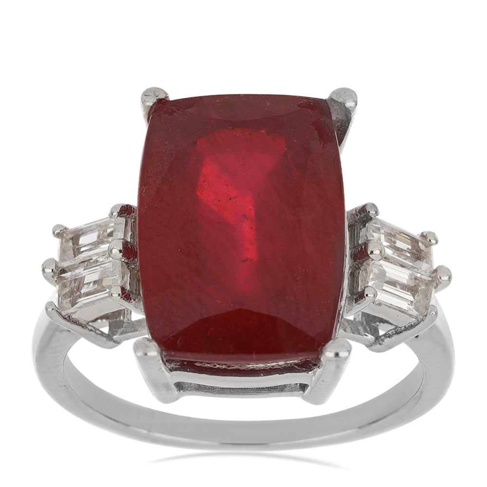 Silberring mit Rubin aus Madagaskar und weißem Topas 2 