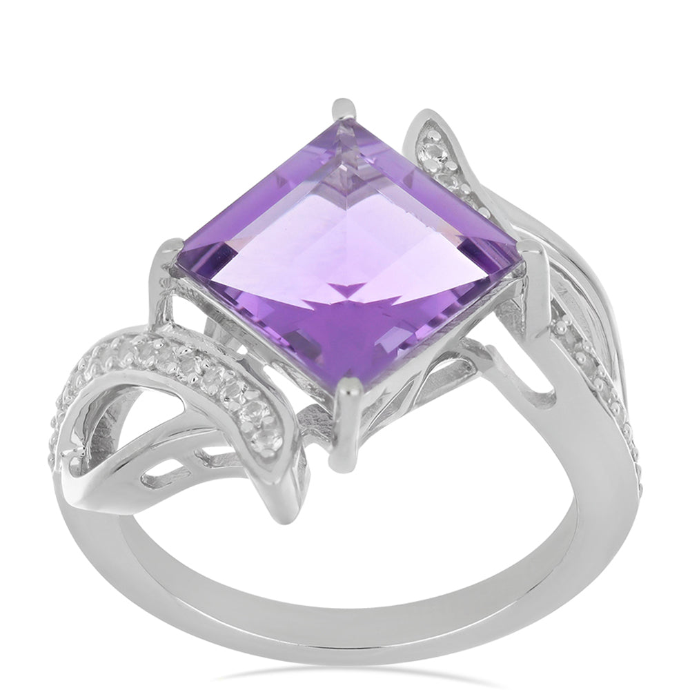 Silberring mit Amethyst aus Vera Cruz und weißem Topas 2 