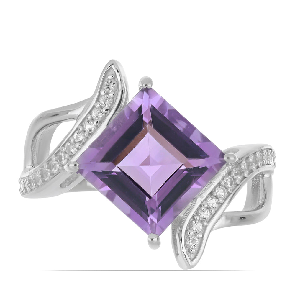 Silberring mit Amethyst aus Vera Cruz und weißem Topas 1 