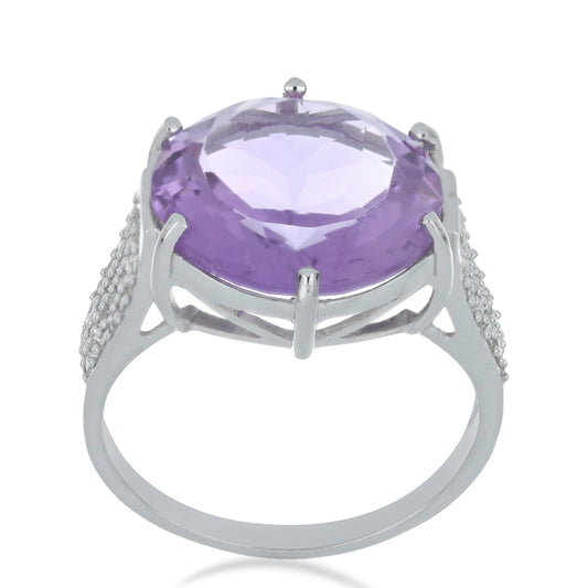 Silberring mit Amethyst aus Vera Cruz und weißem Topas