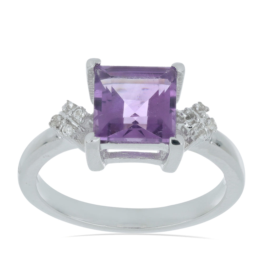 Silberring mit Amethyst aus Vera Cruz und weißem Topas 1 
