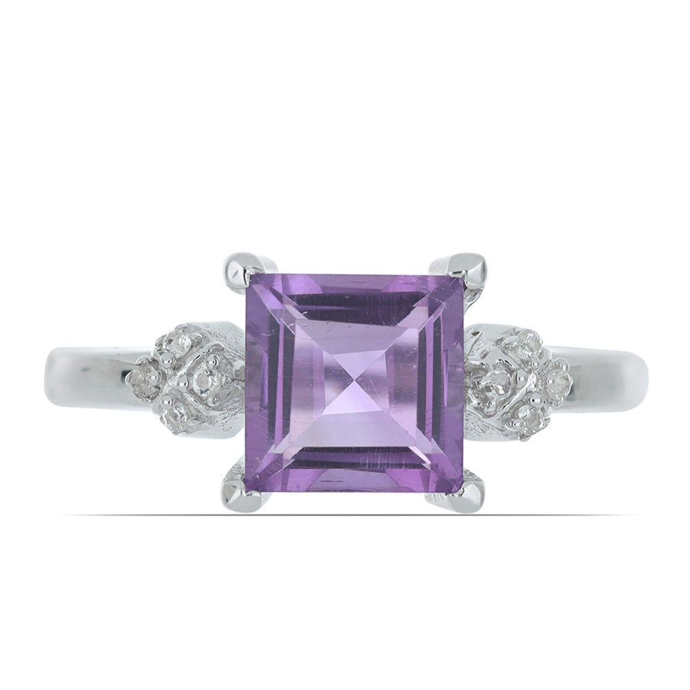 Silberring mit Amethyst aus Vera Cruz und weißem Topas
