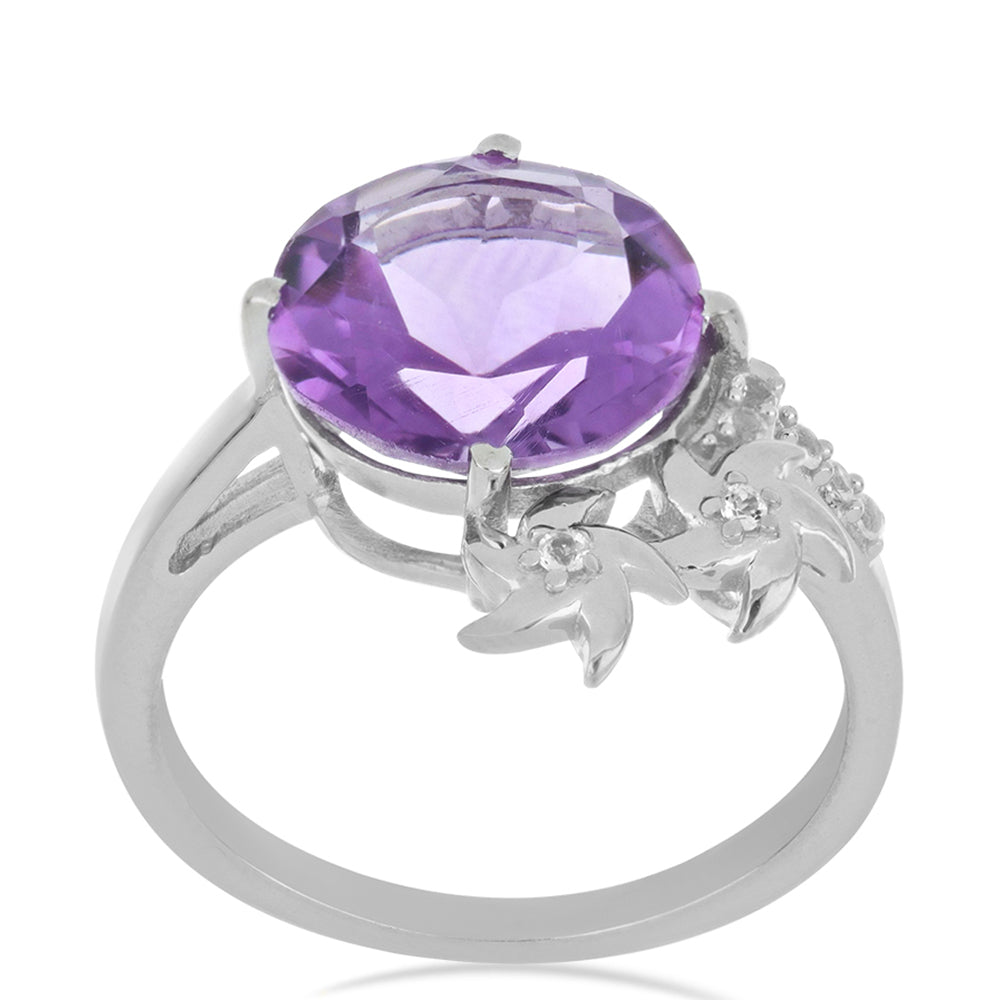 Silberring mit Amethyst aus Vera Cruz und weißem Topas