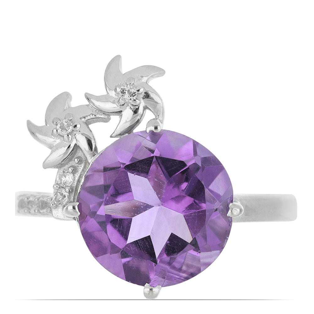 Silberring mit Amethyst aus Vera Cruz und weißem Topas 1 