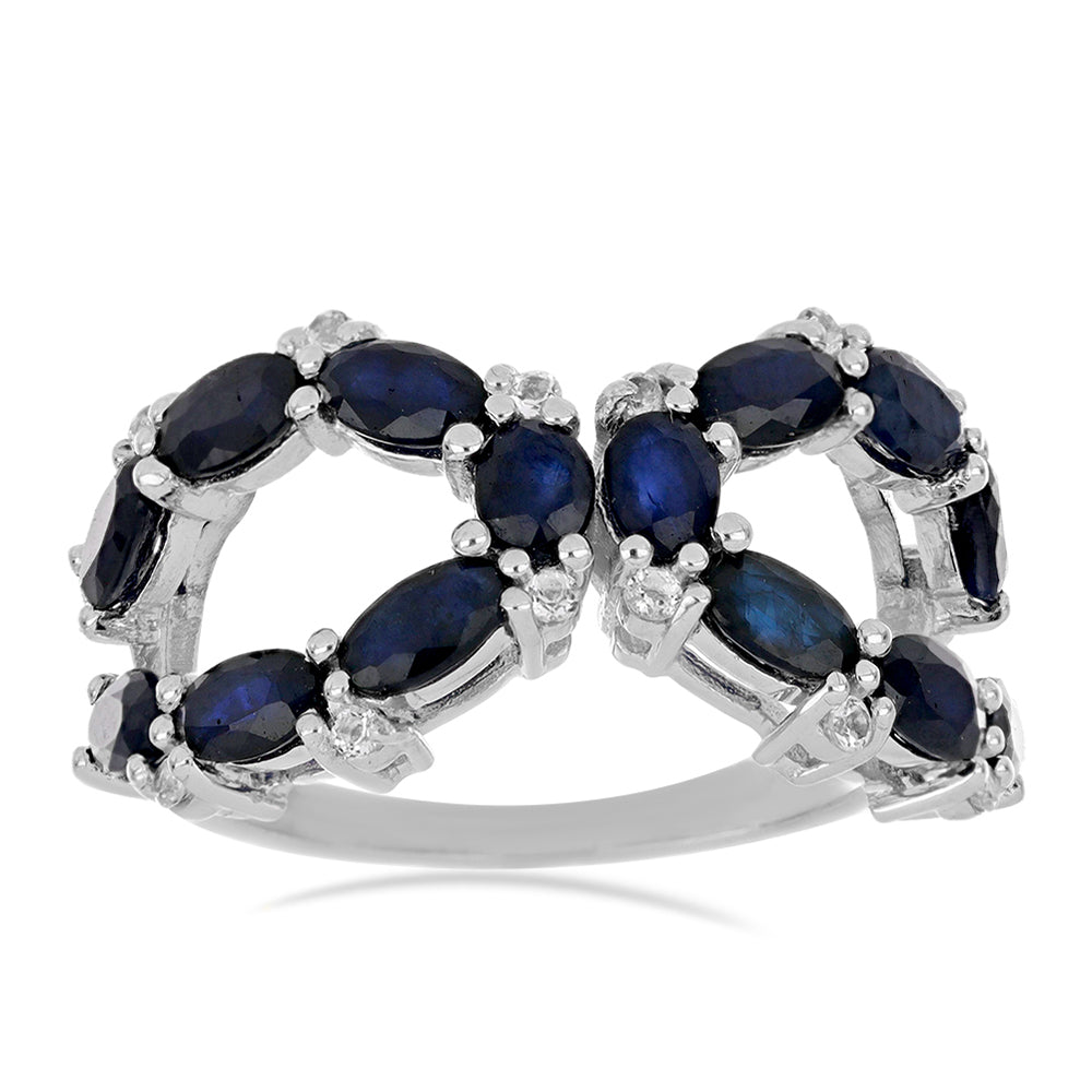 Silberring mit blauem Rosebery Saphir 1 