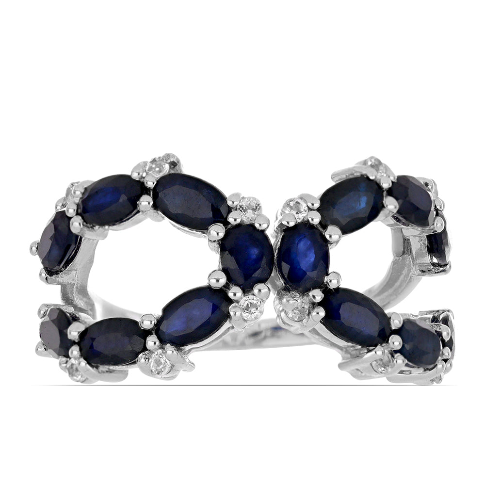 Silberring mit blauem Rosebery Saphir 4 