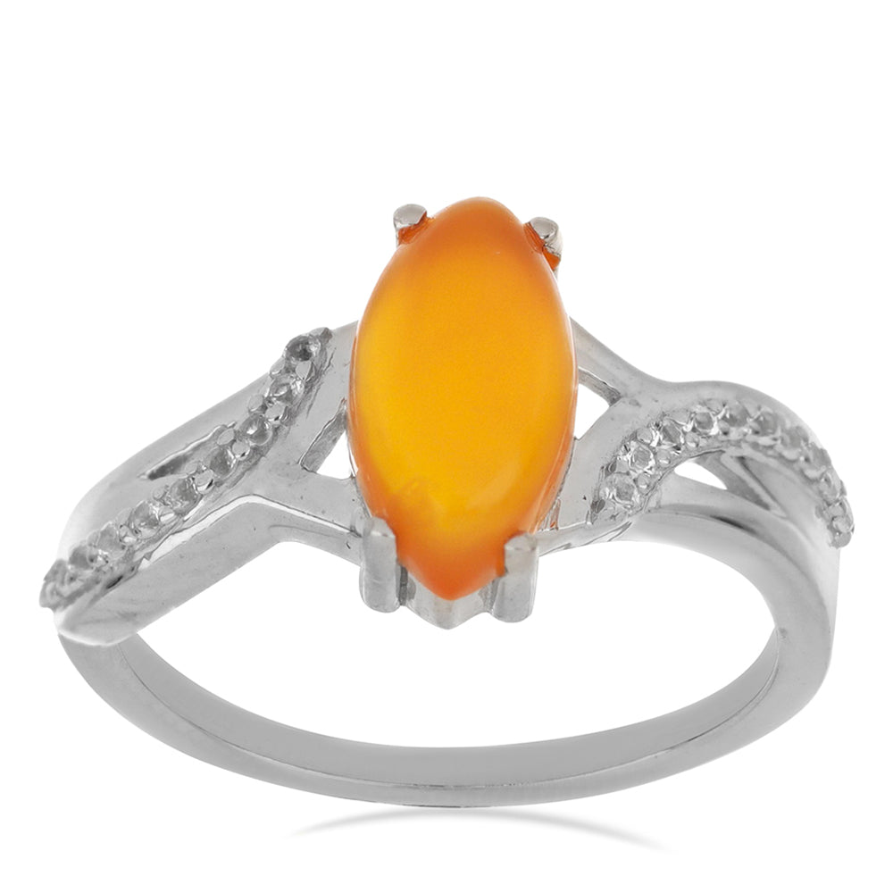 Silberring mit Karneol und weißem Topas