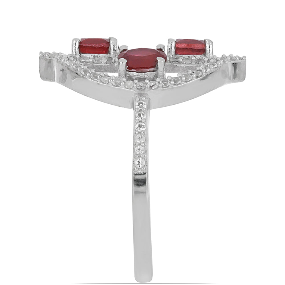 Silberring mit Rubin aus Madagaskar und weißem Topas