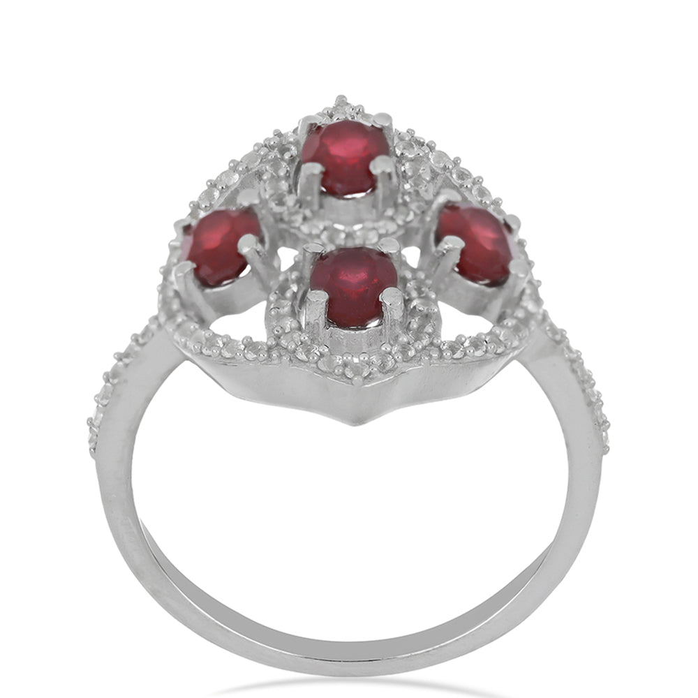 Silberring mit Rubin aus Madagaskar und weißem Topas 3 