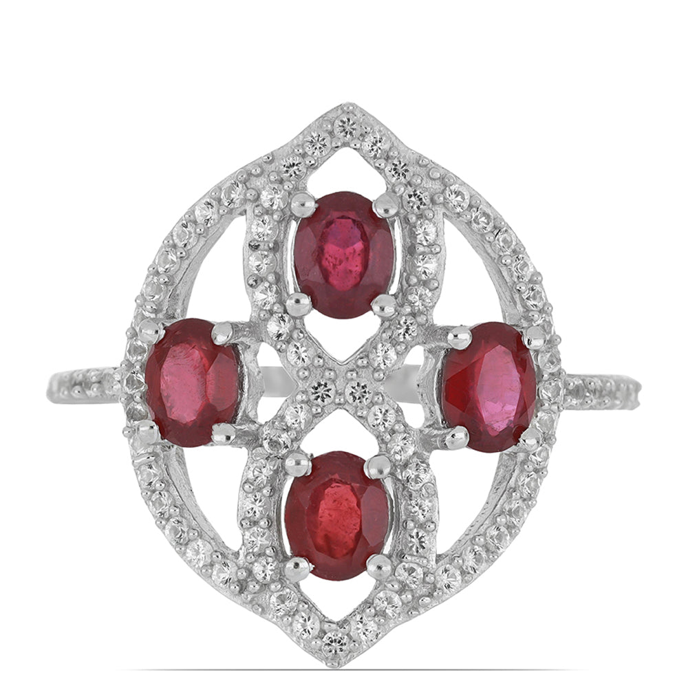 Silberring mit Rubin aus Madagaskar und weißem Topas 1 