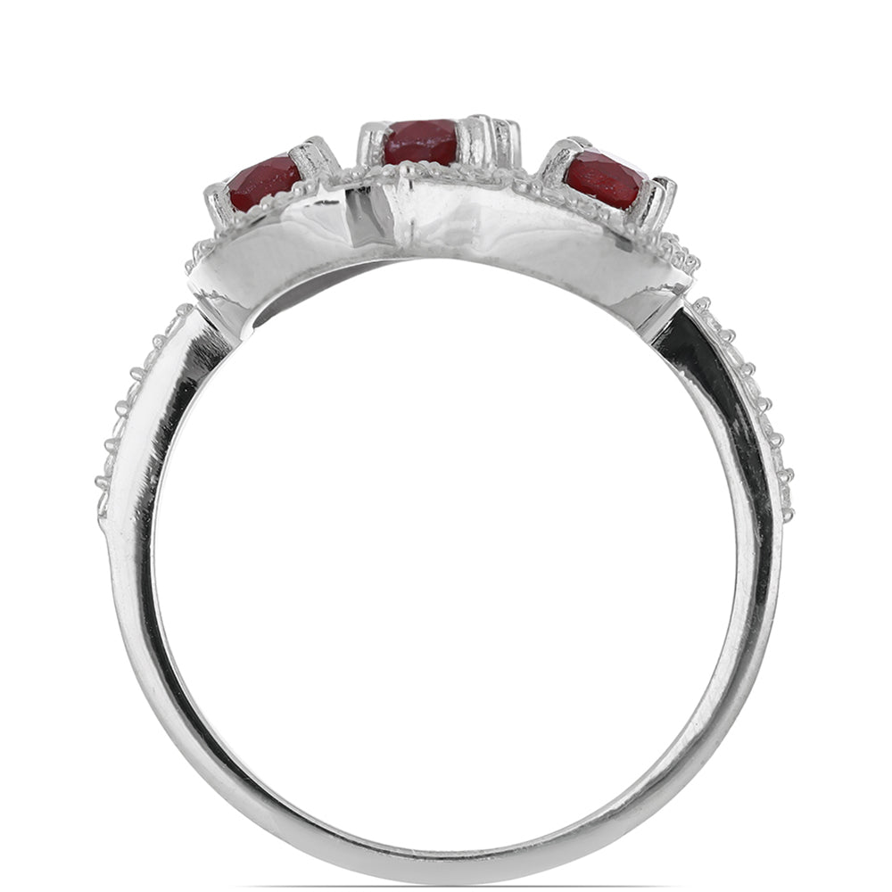 Silberring mit Rubin aus Madagaskar und weißem Topas