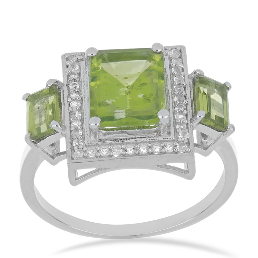 Silberring mit Peridot aus Changbai 2 