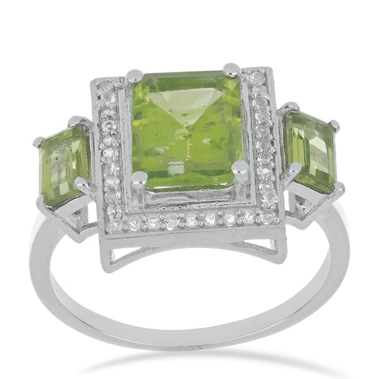 Silberring mit Peridot aus Changbai