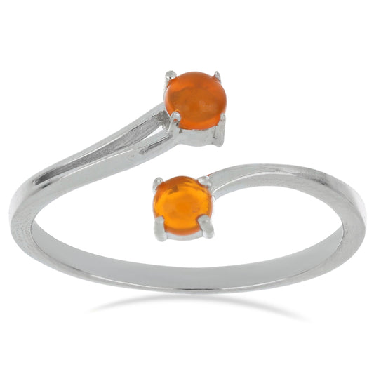Silberring mit orangefarbenem Opal aus Lega Dembi