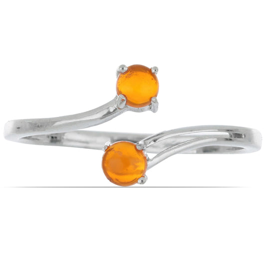 Silberring mit orangefarbenem Opal aus Lega Dembi