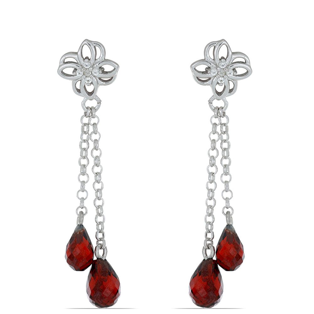 Silberohrringe mit Barton Granat und weißem Topas