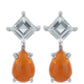 Silberohrringe mit orangefarbenem Opal aus Lega Dembi und weißem Topas