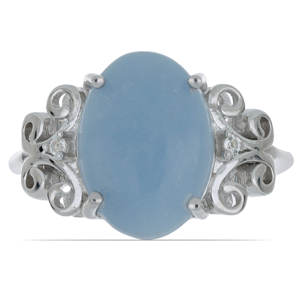 Silberring mit El Cubo Angelit und weißem Topas 1 