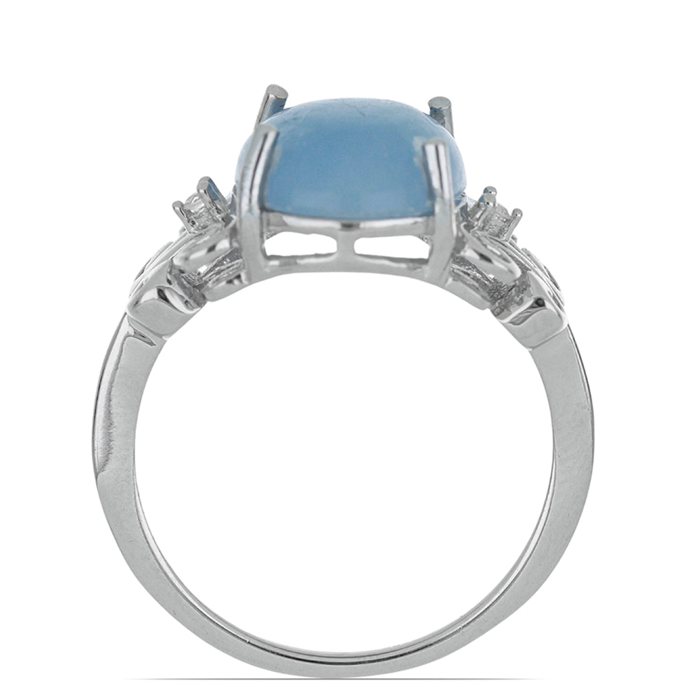 Silberring mit El Cubo Angelit und weißem Topas 2 