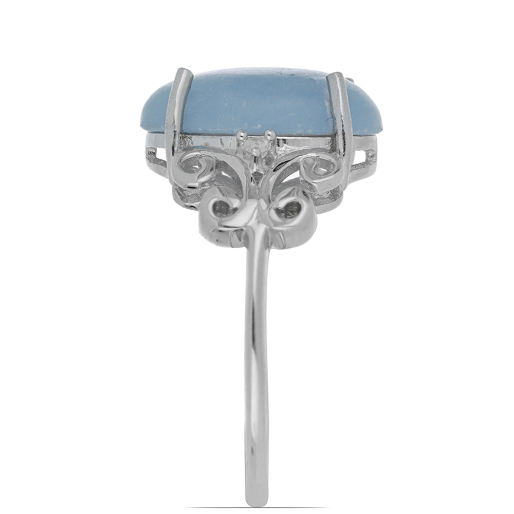 Silberring mit El Cubo Angelit und weißem Topas