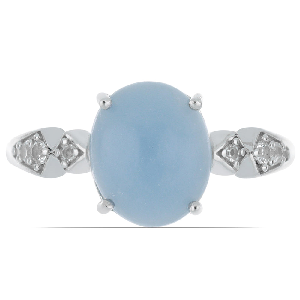 Silberring mit El Cubo Angelit und weißem Topas 1 