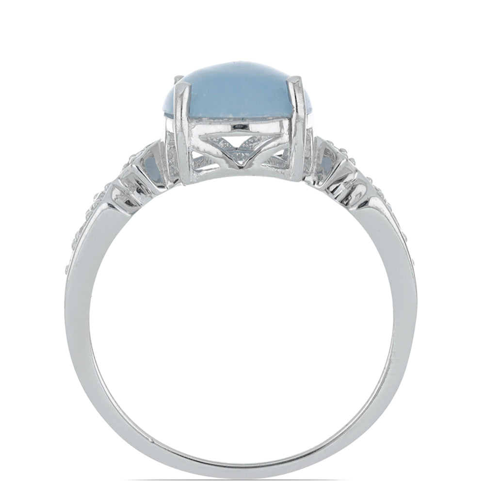 Silberring mit El Cubo Angelit und weißem Topas