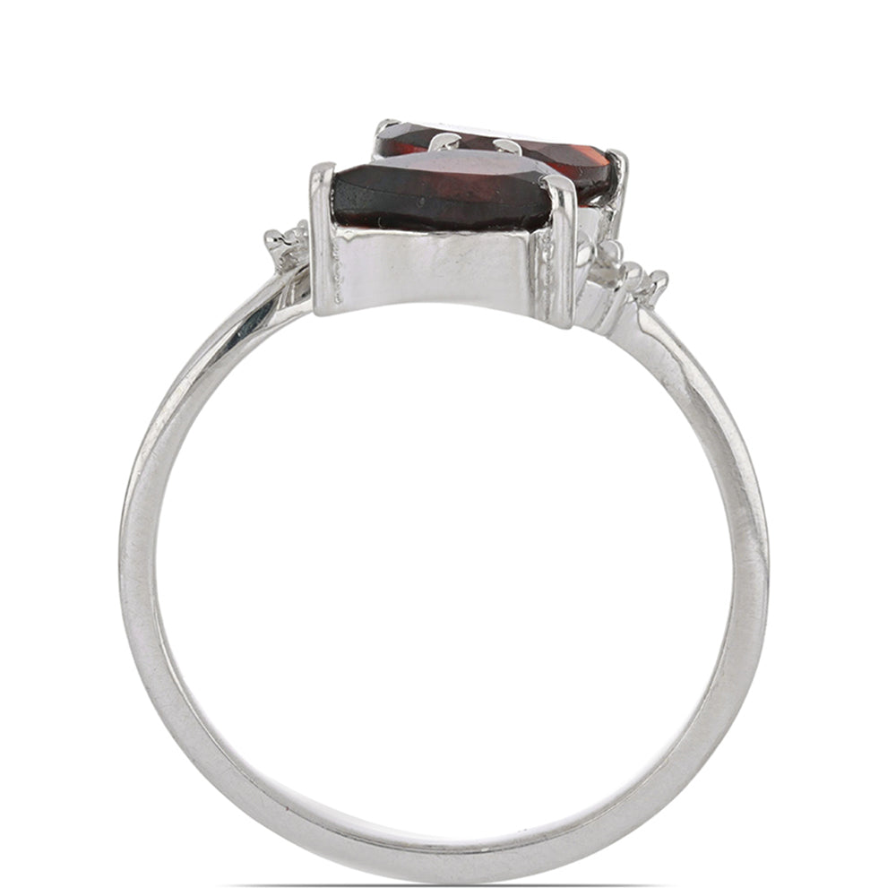 Silberring mit Barton Granat und weißem Topas