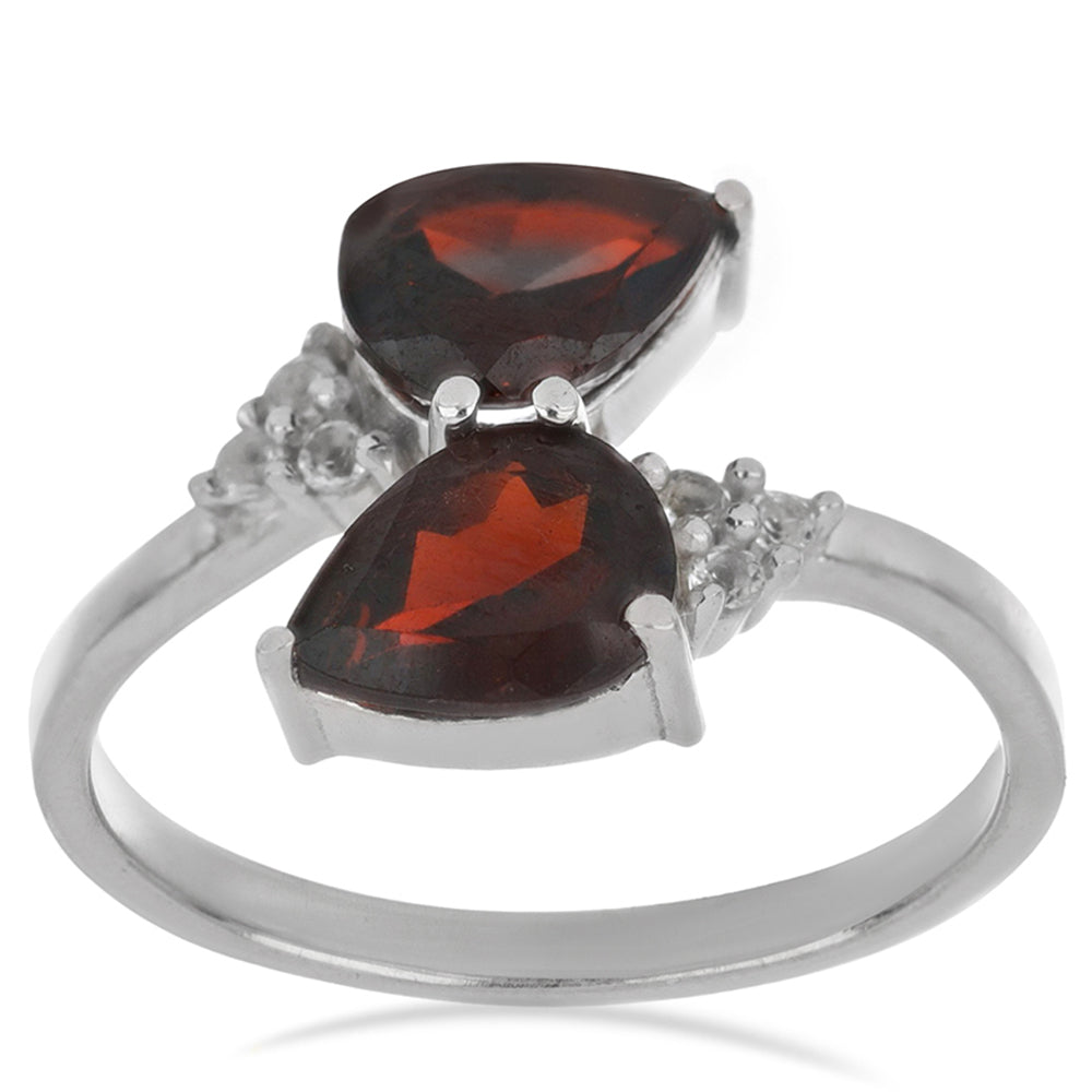 Silberring mit Barton Granat und weißem Topas 4 