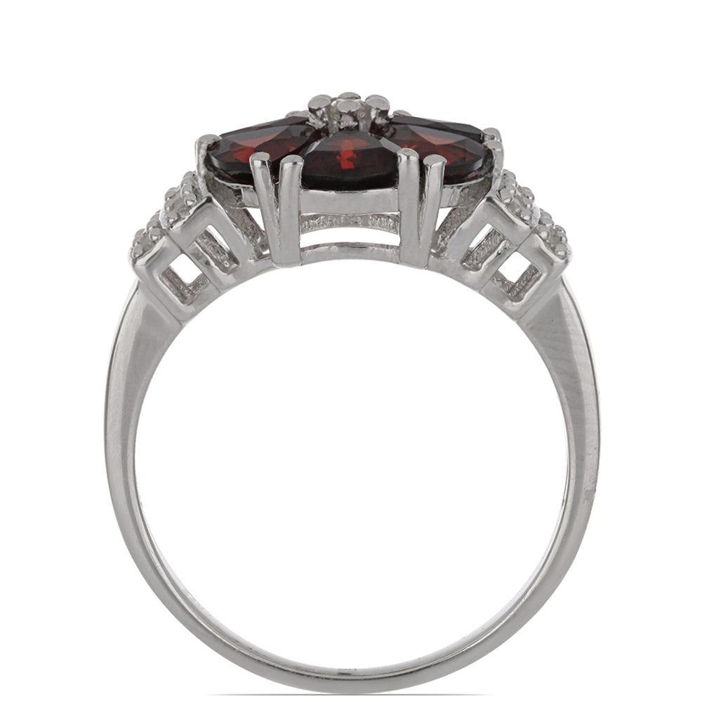 Silberring mit Barton Granat und weißem Topas 3 