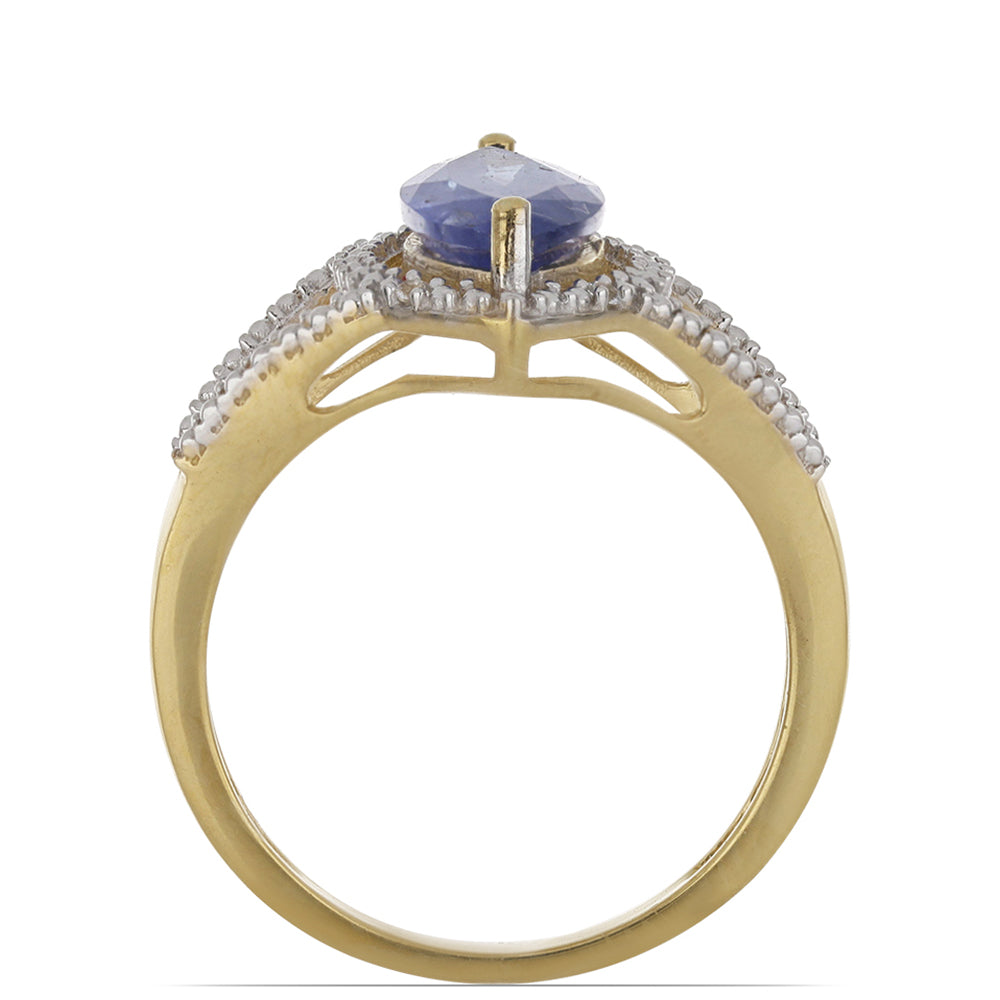 Goldplattierter Silberring mit Tansanit und weißem Topas