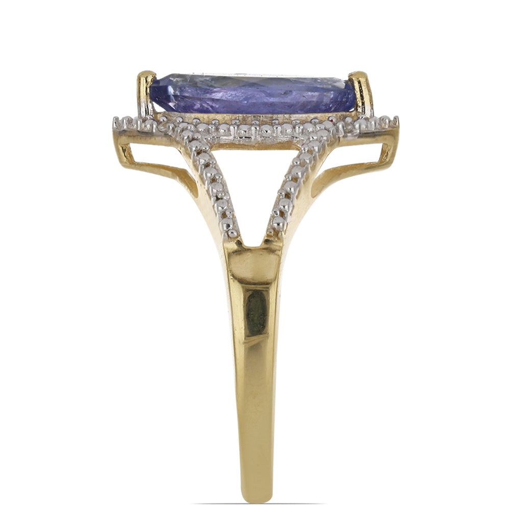 Goldplattierter Silberring mit Tansanit und weißem Topas 3 