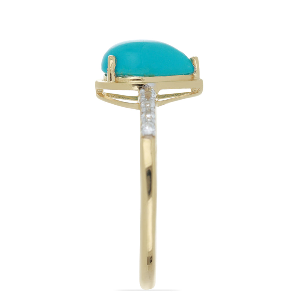 Goldplattierter Silberring mit Dornröschen Türkis und weißem Topas