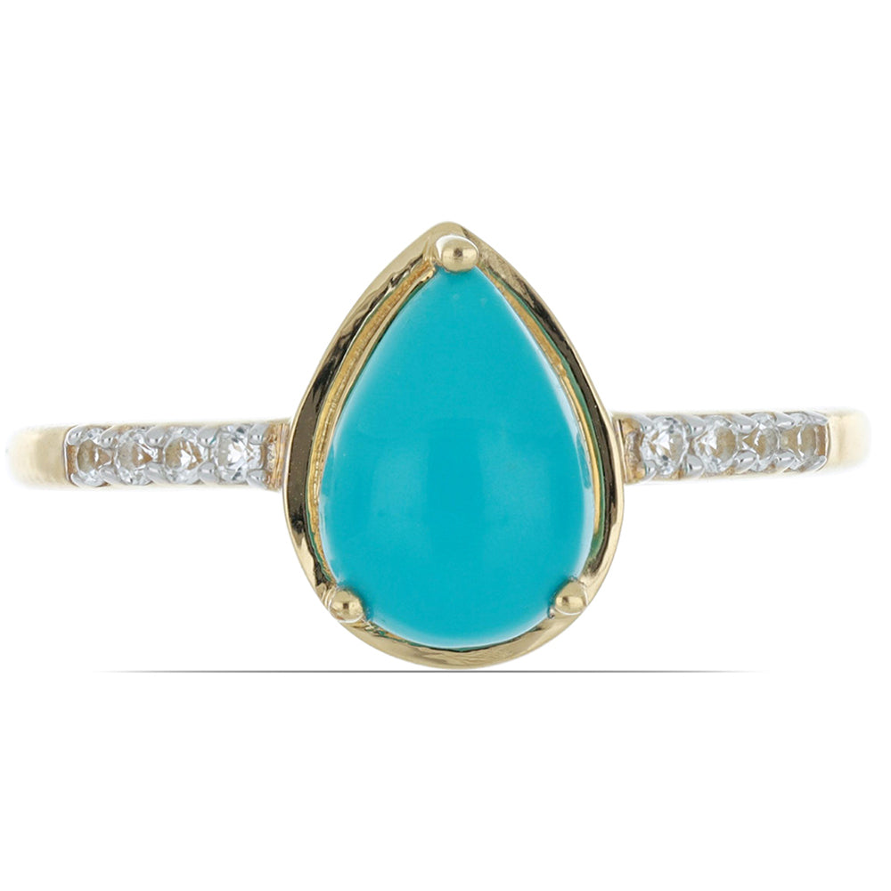 Goldplattierter Silberring mit Dornröschen Türkis und weißem Topas 2 