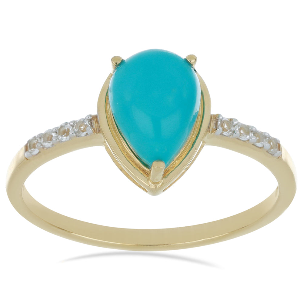 Goldplattierter Silberring mit Dornröschen Türkis und weißem Topas 1 