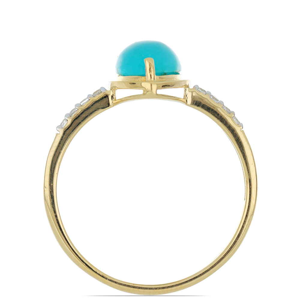 Goldplattierter Silberring mit Dornröschen Türkis und weißem Topas 4 