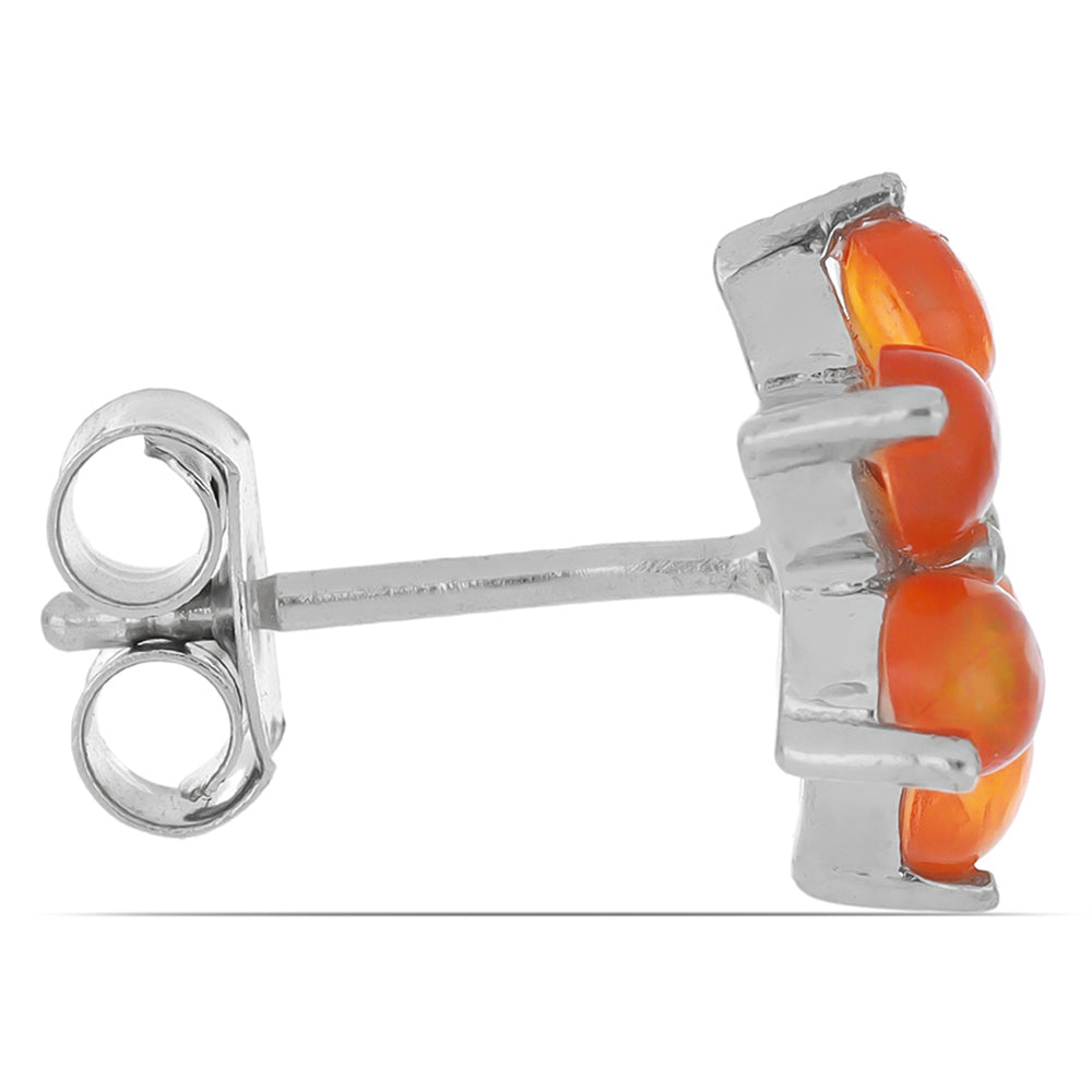 Silberohrringe mit orangefarbenem Opal aus Lega Dembi und weißem Topas 2 