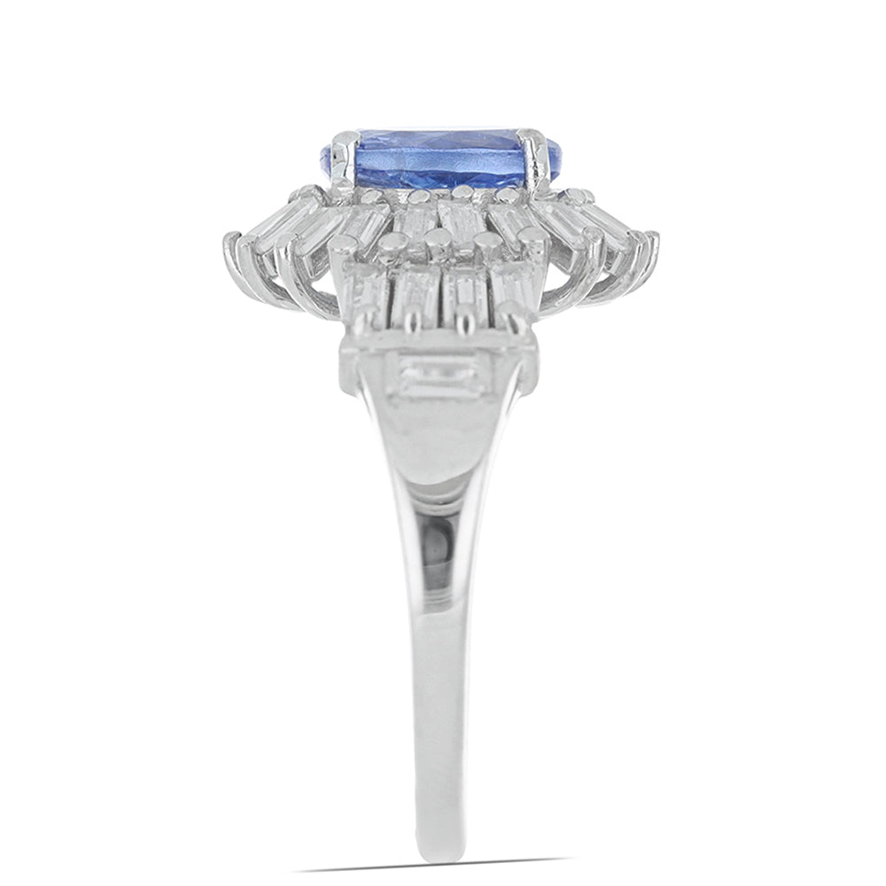 Silberring mit Tansanit und weißem Zirkon