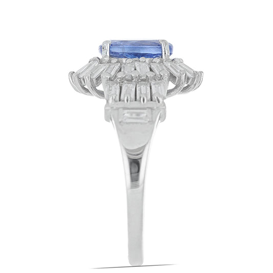 Silberring mit Tansanit und weißem Zirkon