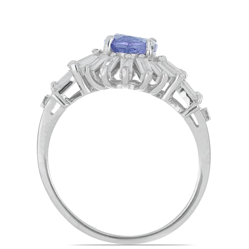 Silberring mit Tansanit und weißem Zirkon