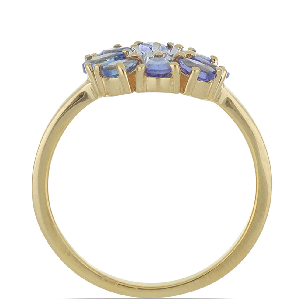 Goldplattierter Silberring mit Tansanit und weißem Topas