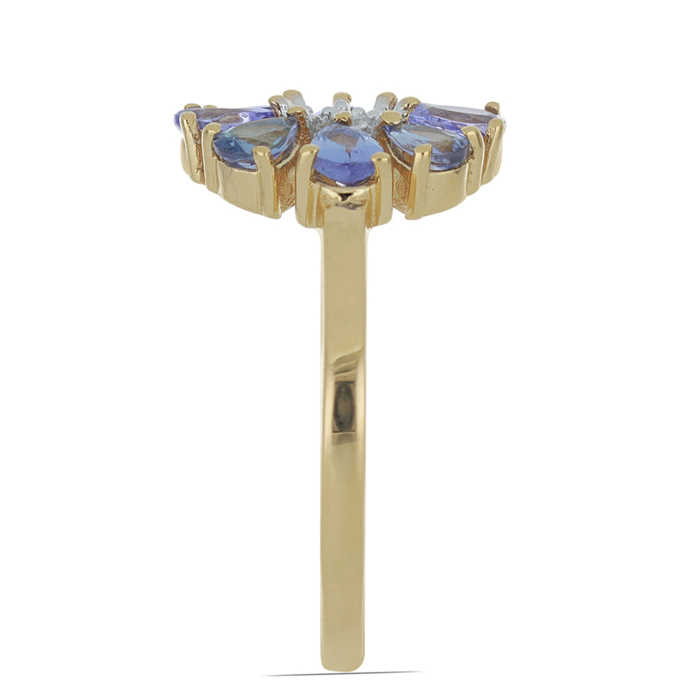 Goldplattierter Silberring mit Tansanit und weißem Topas 4 
