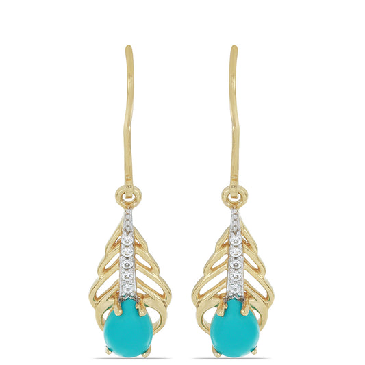 Goldplattierte Silberohrringe mit Dornröschen Türkis und weißem Topas