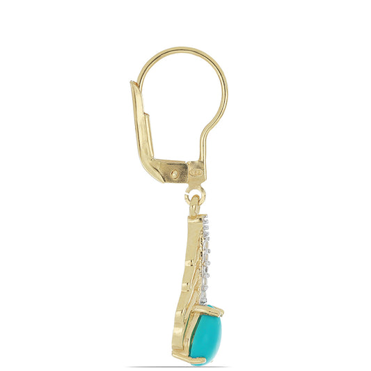 Goldplattierte Silberohrringe mit Dornröschen Türkis und weißem Topas