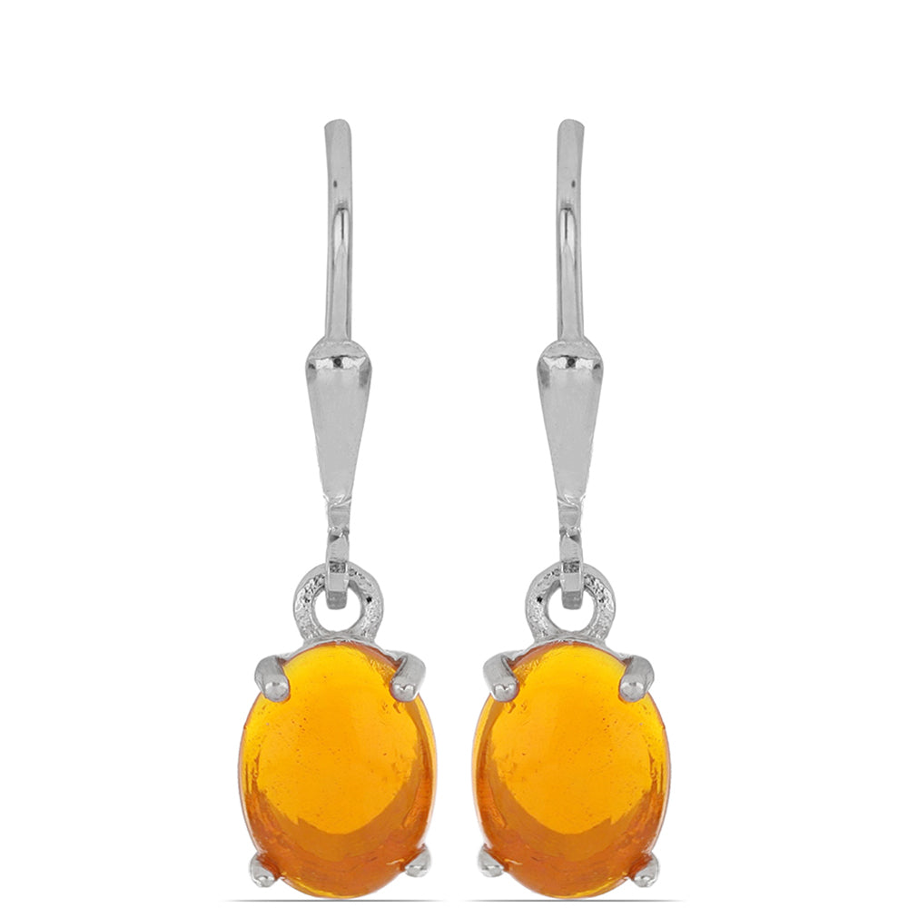 Silberohrringe mit orangefarbenem Opal aus Lega Dembi