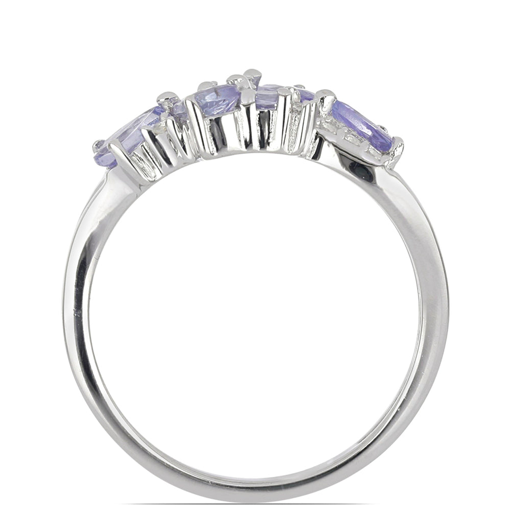 Silberring mit Tansanit und weißem Topas 3 